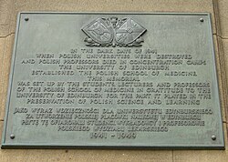 Plaque honouring the Polish School of Medicine at the old Medical School