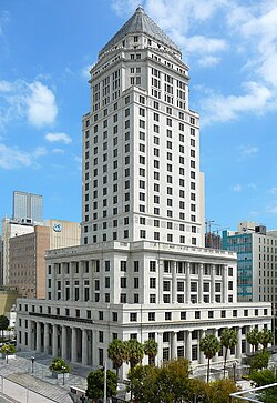 Dade County Courthouse, built in 1925, is one of many local, state and federal courthouses in Downtown Miami, including the Stephen P. Clark Government Center