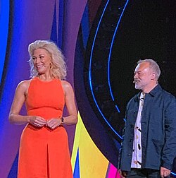 Waddingham alongside co-host Graham Norton at the Saturday afternoon preview show for the Grand Final of the Eurovision Song Contest 2023