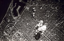Aerial photograph of the bombing of Barcelona (1938)