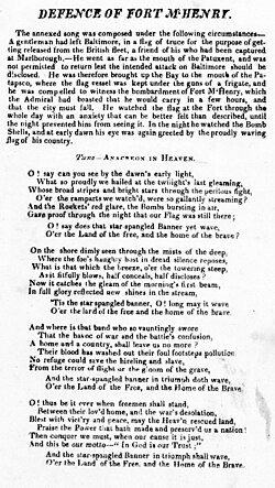 One of two surviving 1814 copies of what would eventually be known as "The Star-Spangled Banner"
