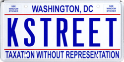 A KSTREET license plate from Washington, D.C.