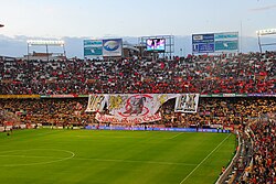 Biris Norte's banner at the Ramón Sánchez Pizjuán Stadium