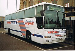 A National Express Plaxton Premiere bodied Volvo B10M Rapide coach