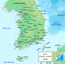 An enlargeable map of South Korea