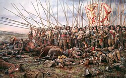The Battle of Rocroi (1643) is often seen as the end of the battlefield supremacy of the tercios.