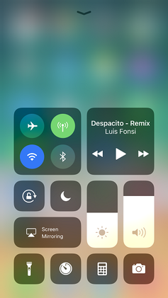 The default Control Center on an iPhone 7 Plus