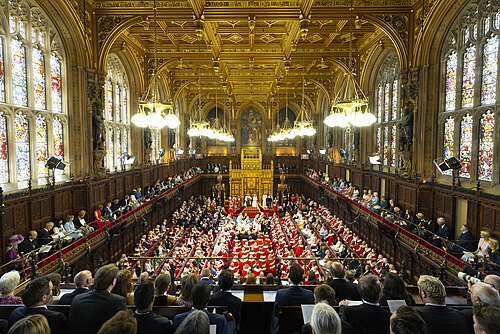 The constitutional concept of the King-in-Parliament is embodied within the chamber at the State Opening which inaugurates each parliamentary session (as in 2024, above).