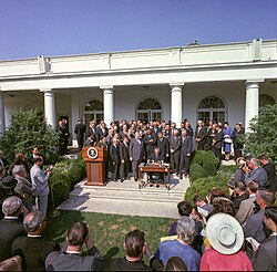Johnson signing the Economic Opportunity Act of 1964