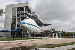 N905NA on display with mockup Space Shuttle Independence at Space Center Houston