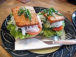A tempeh burger