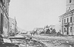 Šabac in Serbia, pictured in August 1914, was the first target of the Austro-Hungarian punitive expedition and the site of many atrocities committed against the local population.