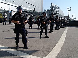 The LAPD on May Day 2006 in front of the new Caltrans District 7 Headquarters
