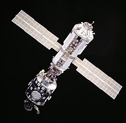 Zarya and Unity, the first two modules of the ISS, pictured in May 2000