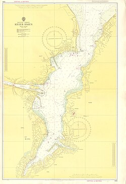 Kiel Harbour, an Admiralty chart of 1971