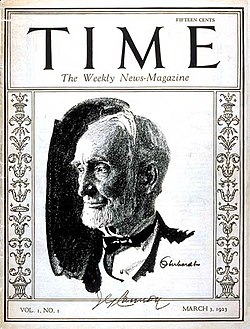 The cover of the first issue of Time on March 3, 1923, featuring Speaker of the House Joseph G. Cannon