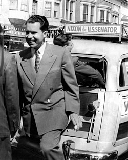 Richard Nixon campaigning for United States Senate in Sausalito in the spring of 1950