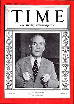 Sinclair on the cover of Time magazine, October 22, 1934