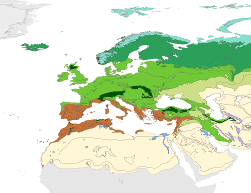 The western Palearctic terrestrial ecozone has 9 of the 14 biomes numbered by Olson & Dinerstein et al. Rock and Ice, or Abiotic Land Zones