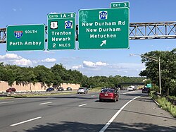 View south along I-287 at exit 3 (CR 501) in Edison