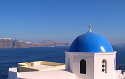 Santorini, a popular tourist destination, is ranked as the world's top island in many travel magazines and sites.[284][285]