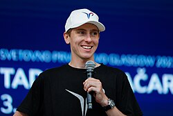 Pogačar at a charity event in 2023