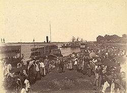 Photograph of the arrival of British forces in Mandalay on 28 November 1885 at the end of the Third Anglo-Burmese War.