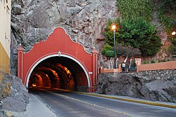 Decorated portal to a road tunnel in Guanajuato, Mexico