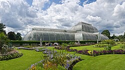 The Palm House, Kew, built 1844–1848 by Richard Turner to Decimus Burton's designs. Kew Gardens, London, established 1759.