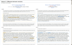 Differences between versions of an article are highlighted.