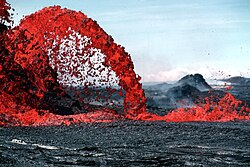 This parabola-shaped lava flow illustrates an application of mathematics in physics—in this case, Galileo's law of falling bodies.