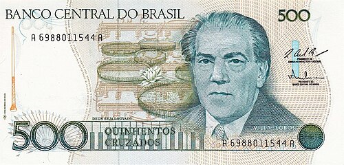 Villa-Lobos on a 1987 500 Brazilian cruzados banknote