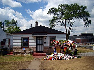 Michael Jackson's childhood home in Gary shortly after his death in 2009