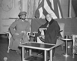 Emperor Haile Selassie I with U.S. president Franklin D. Roosevelt during the end of World War II[clarification needed]