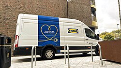 A 100% electric IKEA delivery van at Chatham Waterfront, Kent, England.