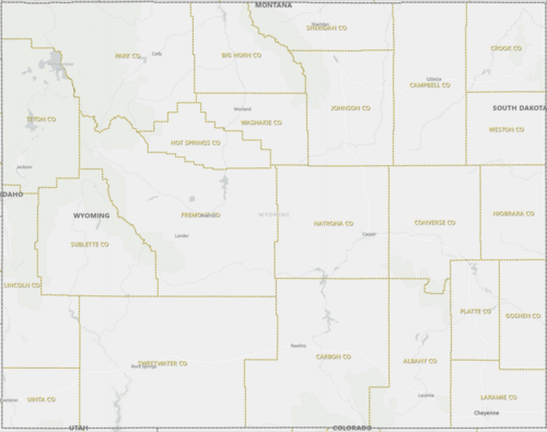 Map of Wyoming county boundaries