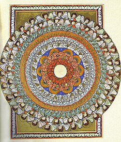 Scivias I.6: The Choirs of Angels. From the Rupertsberg manuscript,[47] folio 38r.