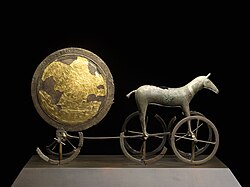 The gilded side of the Trundholm sun chariot dating from the Nordic Bronze Age