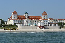 Kurhaus of Binz on Rügen island, one of the most famous German seaside spas, which showcases the typical resort architecture of Germany's Pomeranian coast
