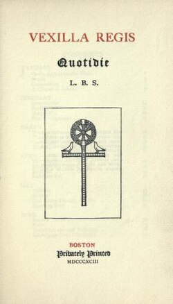 Title page of Vexilla Regis Quotidie, compiled by Lucy Bradlee Stone and printed in 1893 by Merrymount Press. University of California Libraries.