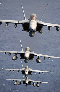 Four Navy F/A-18E/F Super Hornets