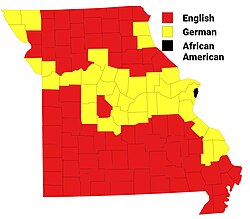 Largest alone or in any combination ethnic origin by county in Missouri, per the 2020 census[89]