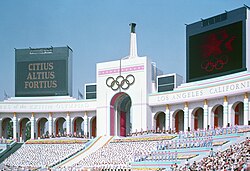 Opening ceremony of the 1984 Summer Olympics at the LA Coliseum