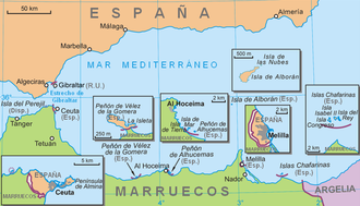 Remaining Spanish Plazas de soberanía in North Africa.