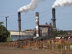 Steam produced from sugarcane processing.