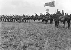 Field Marshal Sir Douglas Haig reviews the 5th Australian Division at Ebblinghem, 29 August 1917.