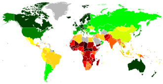 World map showing the Inequality-adjusted Human Development Index in 2022. This index captures the level of human development when inequality is accounted for.