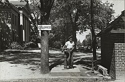 Segregated drinking fountain during the Jim Crow era in Halifax, 1938