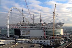 Construction of the new Wembley, looking east, taken January 2006