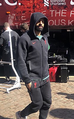 Salah with Liverpool in April 2025